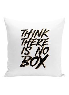 اشتري وسادة زينة مطبوعة بعبارة مقتبسة تحفيزية "Think There Is No Box" أبيض/أسود 16x16بوصة في الامارات