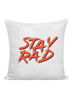 Buy Stay Rad Sequined Pillow White/Red 16x16inch in UAE