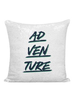 Buy Adventure Sequined Pillow White/Black/Silver 16x16inch in UAE