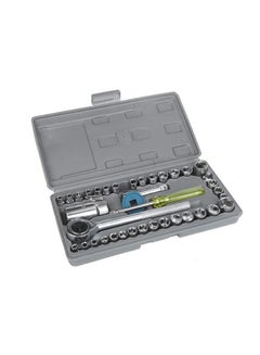 Buy 40-Piece Combination Socket Small Wrench Set Yellow/Grey 24cm in UAE