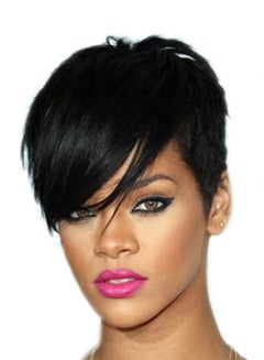 Buy Short Straight Hair Wig Black in Saudi Arabia