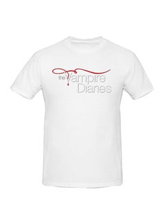 Buy The Vampire Diaries Logo Printed Cotton Short Sleeve T-Shirt White in UAE