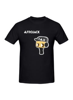 Buy Afrojack Chibi Logo Printed Cotton Short Sleeve T-Shirt Black in UAE