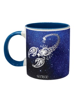 Buy Scorpio Printed Coffee Mug Blue/Silver/White in UAE