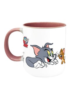 Buy Tom And Jerry Printed Coffee Mug White/Grey/Red 11ounce in UAE