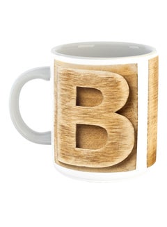 Buy Alphabet B Printed Coffee Mug Beige/Grey/White in UAE