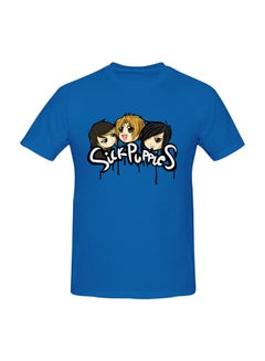 اشتري Funny Sick Puppies Band Logo Printed Cotton Short Sleeve T-Shirt Blue في الامارات