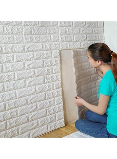 Buy Decorative 3D Brick Sticker White 70x77x0.5cm in Egypt