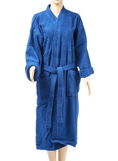 Buy Kimono Style Bath Robe Blue L in Saudi Arabia