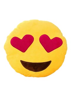 Buy Emoji Love In My Eyes Round Cushion Pillow Yellow/Red in Saudi Arabia