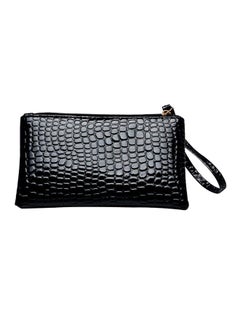 Buy Crocodile Pattern Clutch Black in UAE