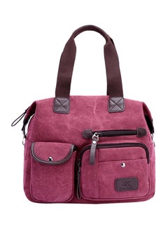 Buy Zipper Closure Canvas Shoulder Bag Pink in Saudi Arabia