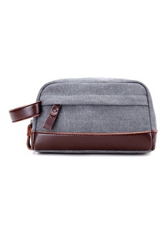 Buy Zipper Closure Canvas Wallet Grey in UAE