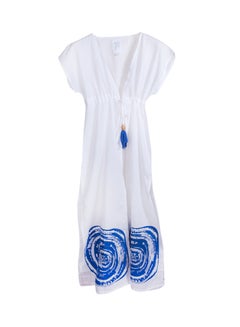 Buy Long Sleeveless Beach Maxi Dress White in UAE