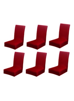 Buy 6-Piece Dining Chair Cover Set Maroon in UAE