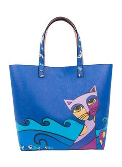 Buy Owl And City Printed Shoulder Bag Blue/Pink/Yellow in UAE