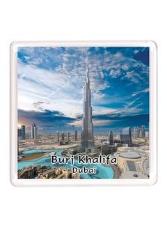 Buy Dubai Souvenir Quote Magnet Burj Khalifa Blue/White/Green 64x64mm in UAE