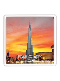 Buy Dubai Souvenir Quote Magnet Burj Khalifa Yellow/Orange/Silver 64x64millimeter in UAE