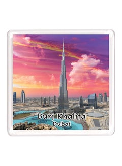 Buy Dubai Souvenir Quote Magnet Burj Khalifa Purple/Pink/Silver in UAE