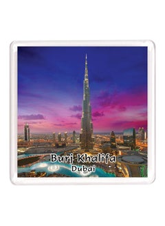 Buy Dubai Souvenir Quote Magnet Burj Khalifa Dark Pink/Blue/Silver in UAE