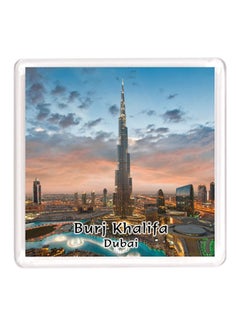 Buy Dubai Souvenir Quote Magnet Burj Khalifa Blue/Black/Orange 64x64mm in UAE