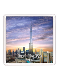 Buy Dubai Souvenir Quote Magnet Burj Khalifa Silver/White/Blue in UAE