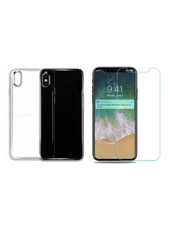 Buy Tempered Glass Screen Protector With Case Cover For Apple Iphone X Clear in UAE