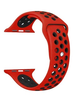 اشتري Silicone Sport Watch Band For Apple Watch 42mm Black/Red في مصر