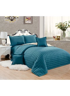 Buy 6-Piece Double-Sided Comforter Set Microfiber Blue/White King in Saudi Arabia