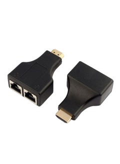 اشتري مُمَدِد مدخل HDMI مطلي بالذهب إلى منفذَي كابل شبكة أسود في الامارات