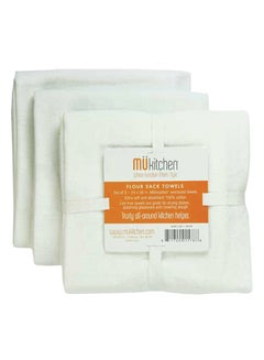 Buy 3-Piece Flour Sack Towel Set White 24x36inch in Saudi Arabia