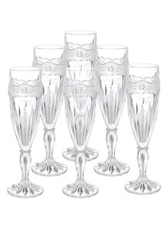 Buy 6-Piece Southern Garden Flute Glass Set Clear in Egypt