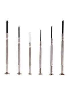 Buy 6-Piece Percision Screwdriver Set Silver/Black 20cm in Saudi Arabia