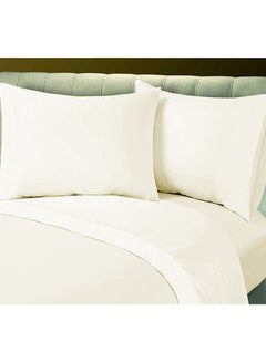 Buy 2-Piece 180 Thread Count Plain Dyed Pillowcases Cotton Cream 50x75cm in UAE