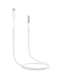 Buy Lightning To 3.5 mm Male Aux Stereo Audio Cable With Volume Control White in UAE
