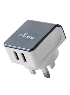 Buy Dual USB Port Wall Charger With Lightning Cable Grey/White in UAE