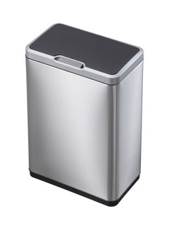 Buy High Quality Sturdy And Durable Fingerprint Resistant Automatic Sensor Dustbin With Plastic Inner Bucket Silver/Black 80Liters in UAE