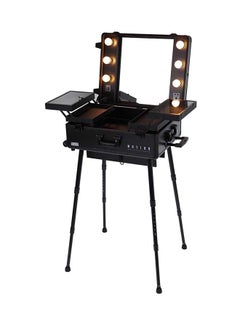Buy Makeup Train Stand Case With Pro Studio Artist Trolley And Lights Black in UAE