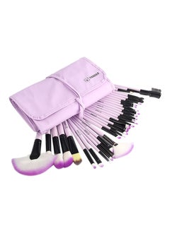 Buy 32-Piece Makeup Brush With Pouch Set Purple/Black/White in UAE