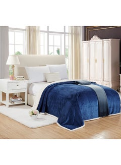 Buy Soft Bed Blanket Faux Fur Blue in UAE