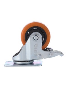 Buy Heavy Duty Caster Wheel Double Ball Bearing Swivel With Brake Silver/Orange 75mm in Saudi Arabia