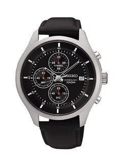 Buy Men's Round Shape Leather Band Chronograph Wrist Watch 43 mm - Black - SKS539P2 in Egypt