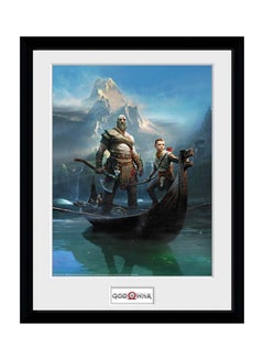 اشتري ملصق بإطار لصورة من لعبة "God Of War " أزرق / ذهبي / أبيض 30x40سم في الامارات