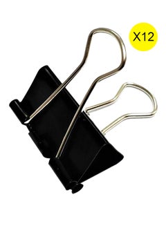 Buy 12-Piece Binder Clip Set Black/Silver in UAE