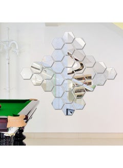 Buy 12-Piece 3D Acrylic Self Adhesive Waterproof Decorative Wall Mirror Sticker Set Clear 8centimeter in Saudi Arabia