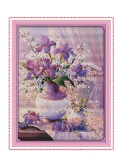 Buy DIY Vase Pattern Needlework Embroidery Kit Purple/White/Green in Saudi Arabia