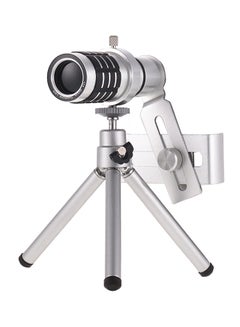 Buy 12x Optical Zoom Mobile Phone Telephoto Lens With Tripod Silver/Black in Saudi Arabia