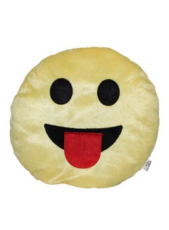 EMOTICON EMOJI SOFT YELLOW ROUND CUSHION PILLOW STUFFED PLUSH TOY FLUSHED 