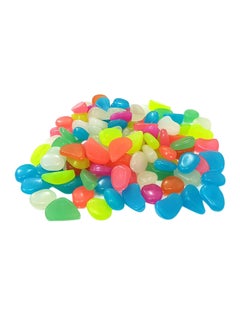 Buy 100-Piece Glow In The Dark Decorative Pebbles Green/Blue/Red in UAE