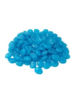 Buy 100-Piece Glow In The Dark Decorative Pebbles Blue in UAE